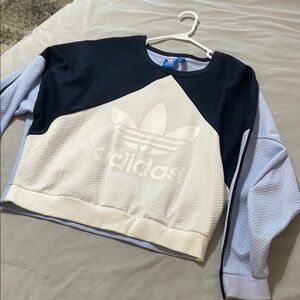 Adidas blue and Cream Cropped Sweatshirt